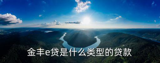 金豐e貸是什么類型的貸款