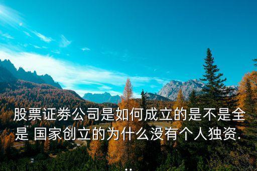  股票證劵公司是如何成立的是不是全是 國家創(chuàng)立的為什么沒有個人獨資...