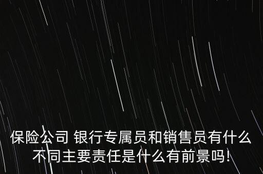 保險(xiǎn)公司 銀行專屬員和銷售員有什么不同主要責(zé)任是什么有前景嗎!
