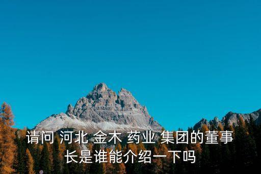 請(qǐng)問 河北 金木 藥業(yè) 集團(tuán)的董事長是誰能介紹一下嗎