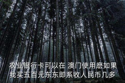  農(nóng)業(yè)銀行卡可以在 澳門(mén)使用麼如果我買(mǎi)五百元東東即系收人民幣幾多
