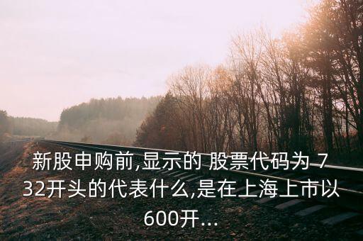 新股申購(gòu)前,顯示的 股票代碼為 732開頭的代表什么,是在上海上市以600開...