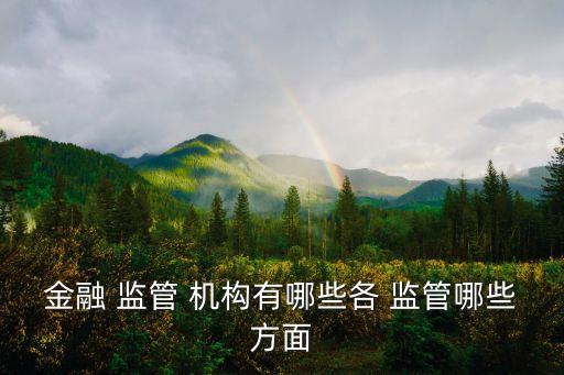 金融 監(jiān)管 機構(gòu)有哪些各 監(jiān)管哪些方面