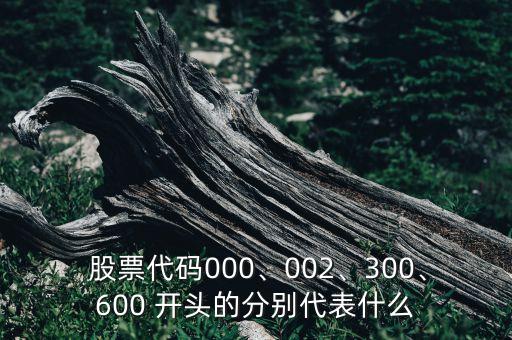  股票代碼000、002、300、600 開頭的分別代表什么