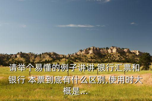 請舉個(gè)易懂的例子講講 銀行匯票和 銀行 本票到底有什么區(qū)別,使用時(shí)大概是...