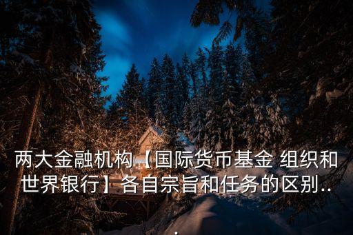 兩大金融機(jī)構(gòu)【國際貨幣基金 組織和世界銀行】各自宗旨和任務(wù)的區(qū)別...