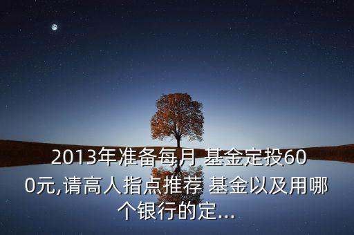  2013年準(zhǔn)備每月 基金定投600元,請高人指點推薦 基金以及用哪個銀行的定...
