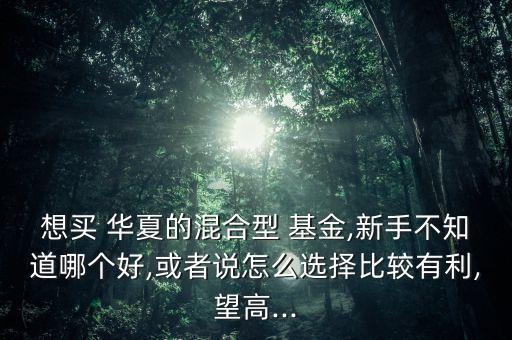 想買 華夏的混合型 基金,新手不知道哪個好,或者說怎么選擇比較有利,望高...