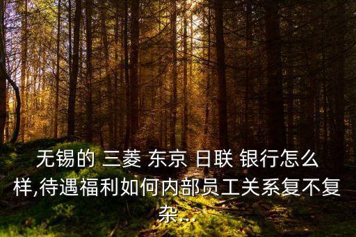 無(wú)錫的 三菱 東京 日聯(lián) 銀行怎么樣,待遇福利如何內(nèi)部員工關(guān)系復(fù)不復(fù)雜...
