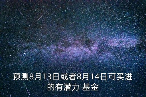 預(yù)測(cè)8月13日或者8月14日可買(mǎi)進(jìn)的有潛力 基金