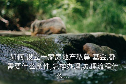 如何 設立一家房地產(chǎn)私募 基金,都需要什么條件,怎樣辦理,辦理流程什么...