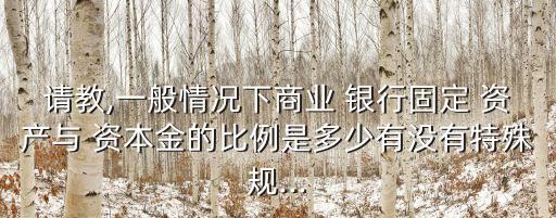 請教,一般情況下商業(yè) 銀行固定 資產(chǎn)與 資本金的比例是多少有沒有特殊規(guī)...