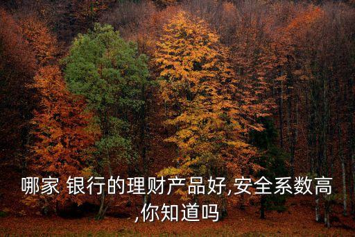 哪家 銀行的理財產(chǎn)品好,安全系數(shù)高,你知道嗎
