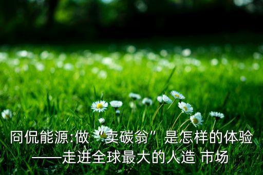 冏侃能源:做“賣碳翁”是怎樣的體驗(yàn)——走進(jìn)全球最大的人造 市場(chǎng)