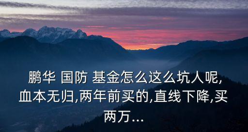  鵬華 國防 基金怎么這么坑人呢,血本無歸,兩年前買的,直線下降,買兩萬...