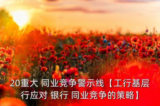 20重大 同業(yè)競爭警示線【工行基層行應(yīng)對 銀行 同業(yè)競爭的策略】