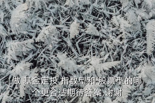 做 基金定投 指數(shù)型和 股票型的哪個更合適期待答案,謝謝
