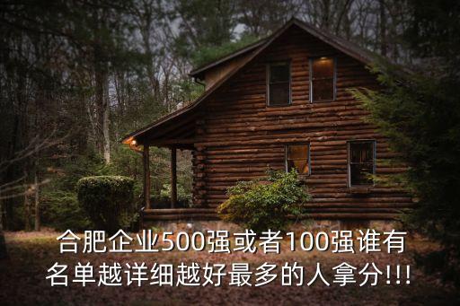  合肥企業(yè)500強(qiáng)或者100強(qiáng)誰有名單越詳細(xì)越好最多的人拿分!!!