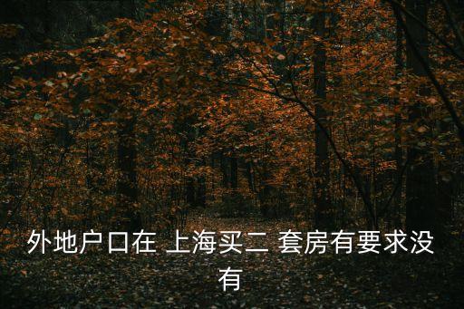 外地戶口在 上海買二 套房有要求沒(méi)有
