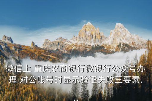 微信上 重慶農(nóng)商銀行微銀行公眾號辦理 對公賬號時顯示驗證失敗三要素...