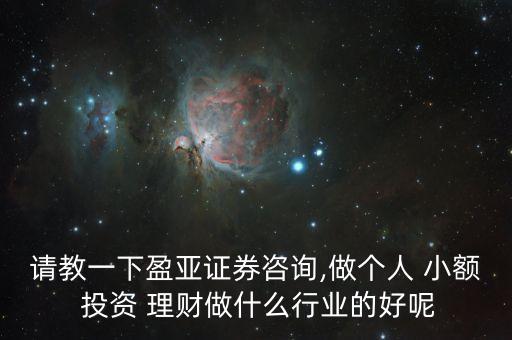 請(qǐng)教一下盈亞證券咨詢,做個(gè)人 小額 投資 理財(cái)做什么行業(yè)的好呢