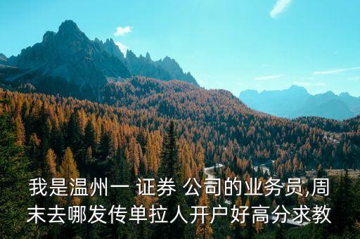 我是溫州一 證券 公司的業(yè)務員,周末去哪發(fā)傳單拉人開戶好高分求教