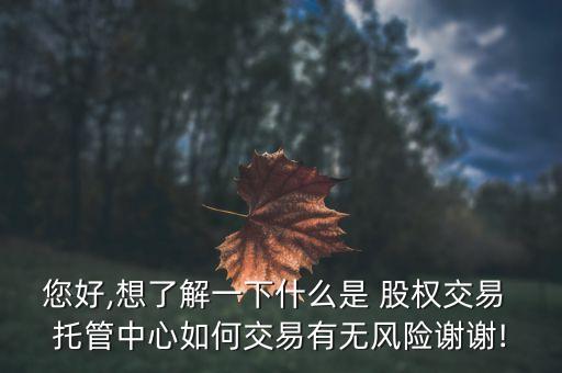 您好,想了解一下什么是 股權(quán)交易 托管中心如何交易有無風(fēng)險謝謝!
