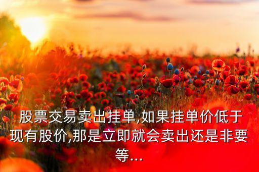 賣股票時候小于當前價是否成交