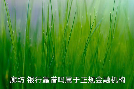  廊坊 銀行靠譜嗎屬于正規(guī)金融機構(gòu)