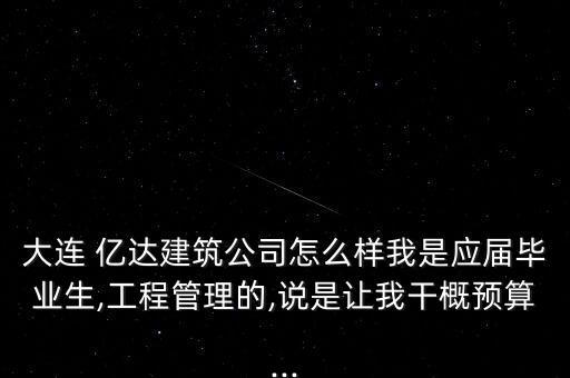 大連 億達建筑公司怎么樣我是應屆畢業(yè)生,工程管理的,說是讓我干概預算...