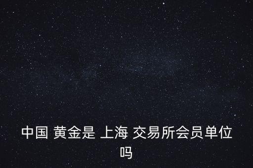中國 黃金是 上海 交易所會員單位嗎