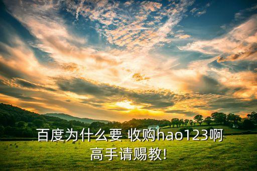  百度為什么要 收購(gòu)hao123啊高手請(qǐng)賜教!