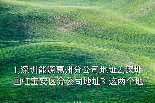1,深圳能源惠州分公司地址2,深圳 國虹寶安區(qū)分公司地址3,這兩個地...