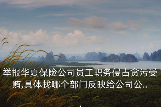 舉報華夏保險公司員工職務(wù)侵占貪污受賄,具體找哪個部門反映給公司公...