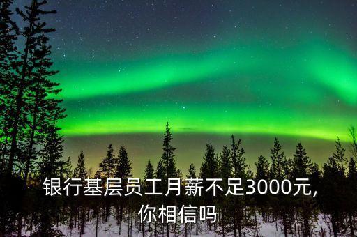  銀行基層員工月薪不足3000元,你相信嗎