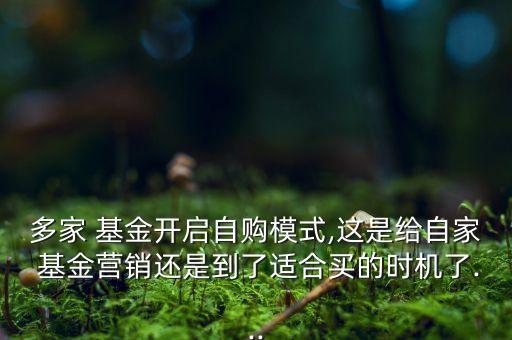 多家 基金開啟自購模式,這是給自家 基金營銷還是到了適合買的時機(jī)了...