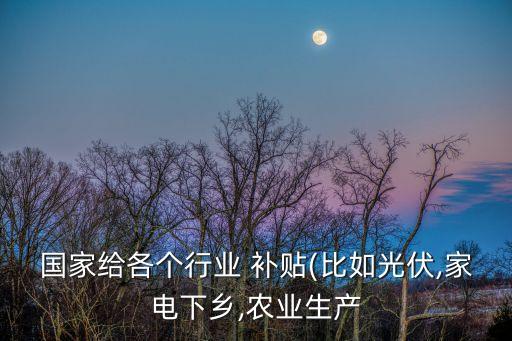 國(guó)家給各個(gè)行業(yè) 補(bǔ)貼(比如光伏,家電下鄉(xiāng),農(nóng)業(yè)生產(chǎn)