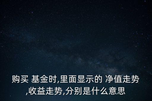 購買 基金時,里面顯示的 凈值走勢,收益走勢,分別是什么意思