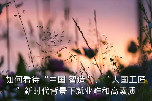 如何看待“中國 智造”、“大國工匠”新時(shí)代背景下就業(yè)難和高素質(zhì)