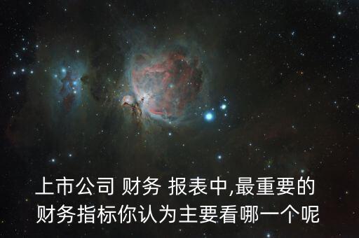 上市公司 財務(wù) 報表中,最重要的 財務(wù)指標(biāo)你認(rèn)為主要看哪一個呢
