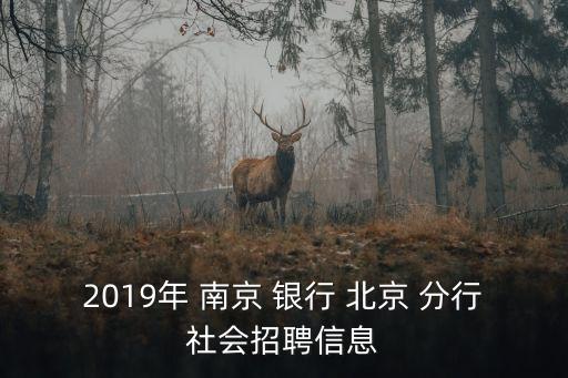 2019年 南京 銀行 北京 分行社會(huì)招聘信息