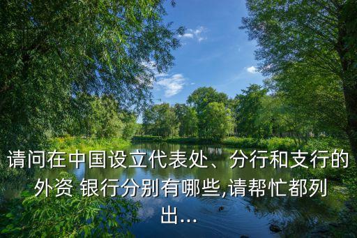請問在中國設(shè)立代表處、分行和支行的 外資 銀行分別有哪些,請幫忙都列出...