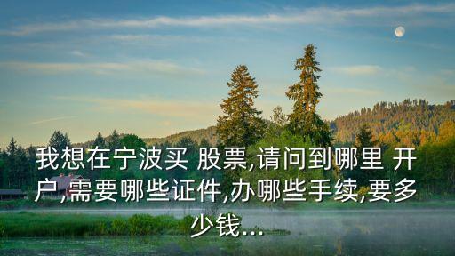 我想在寧波買(mǎi) 股票,請(qǐng)問(wèn)到哪里 開(kāi)戶,需要哪些證件,辦哪些手續(xù),要多少錢(qián)...