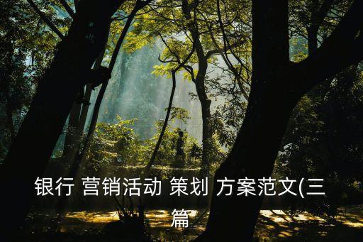 銀行 營(yíng)銷活動(dòng) 策劃 方案范文(三篇