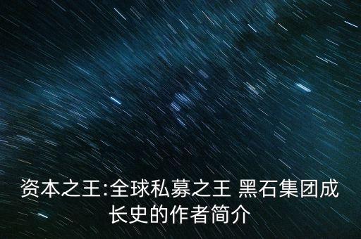 資本之王:全球私募之王 黑石集團成長史的作者簡介