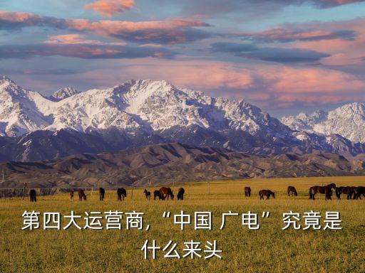 第四大運(yùn)營(yíng)商,“中國(guó) 廣電”究竟是什么來頭