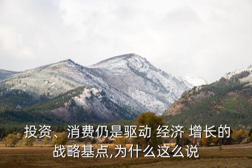  投資、消費仍是驅(qū)動 經(jīng)濟 增長的戰(zhàn)略基點,為什么這么說