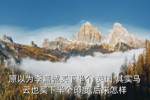原以為李嘉誠(chéng)買下半個(gè) 英國(guó),其實(shí)馬云也買下半個(gè)印度,后來怎樣