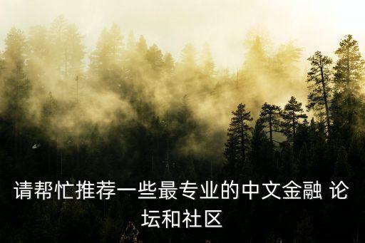 請(qǐng)幫忙推薦一些最專(zhuān)業(yè)的中文金融 論壇和社區(qū)