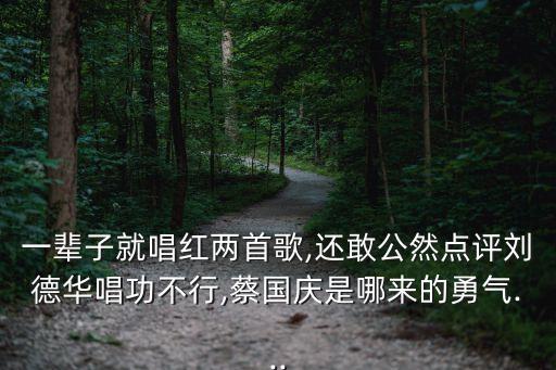 一輩子就唱紅兩首歌,還敢公然點(diǎn)評(píng)劉德華唱功不行,蔡國(guó)慶是哪來的勇氣...